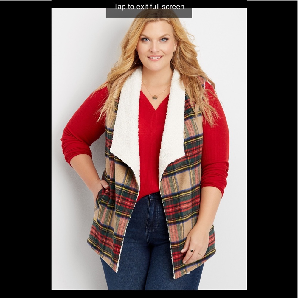 Maurices Plaid Vest with Sherpa Lining